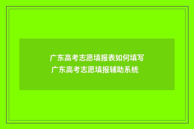 广东高考志愿填报表如何填写 广东高考志愿填报辅助系统