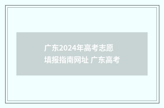广东2024年高考志愿填报指南网址 广东高考