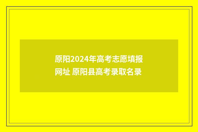 原阳2024年高考志愿填报网址 原阳县高考录取名录
