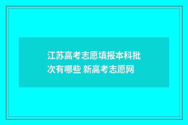 江苏高考志愿填报本科批次有哪些 新高考志愿网