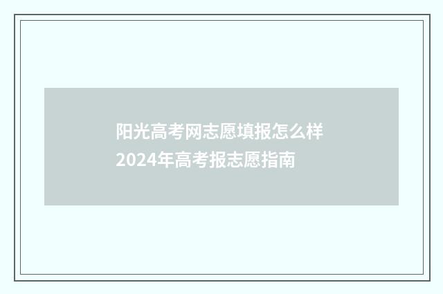 阳光高考网志愿填报怎么样 2024年高考报志愿指南