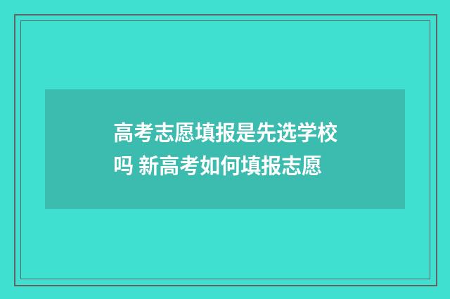 高考志愿填报是先选学校吗 新高考如何填报志愿