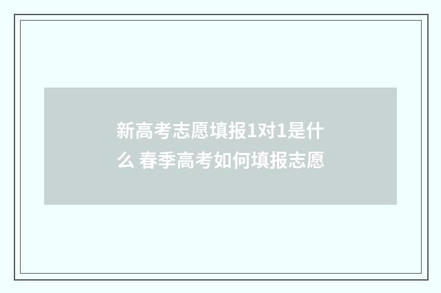 新高考志愿填报1对1是什么 春季高考如何填报志愿