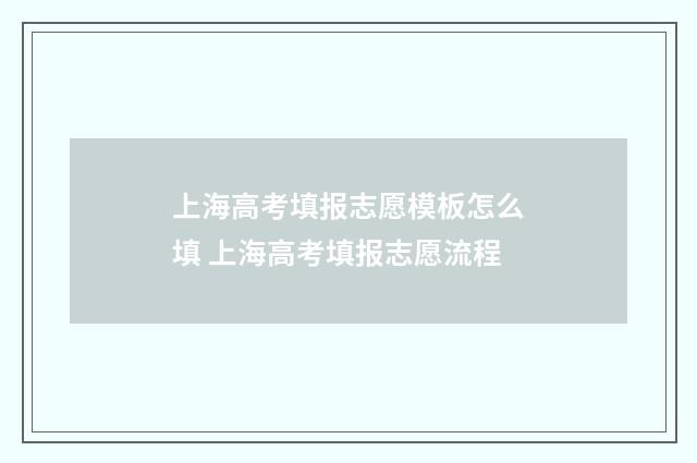 上海高考填报志愿模板怎么填 上海高考填报志愿流程