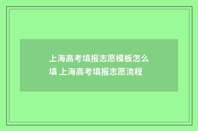 上海高考填报志愿模板怎么填 上海高考填报志愿流程