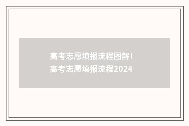 高考志愿填报流程图解！ 高考志愿填报流程2024