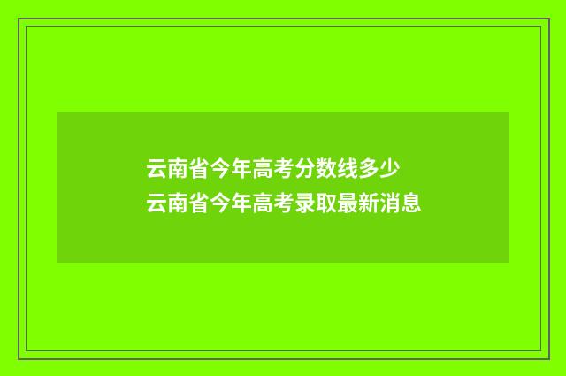 云南省今年高考分数线多少 云南省今年高考录取最新消息