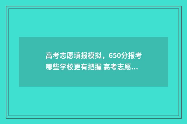 高考志愿填报模拟，650分报考哪些学校更有把握 高考志愿填报模拟表
