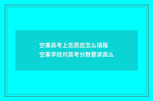 空乘高考上志愿应怎么填报 空乘学校对高考分数要求高么