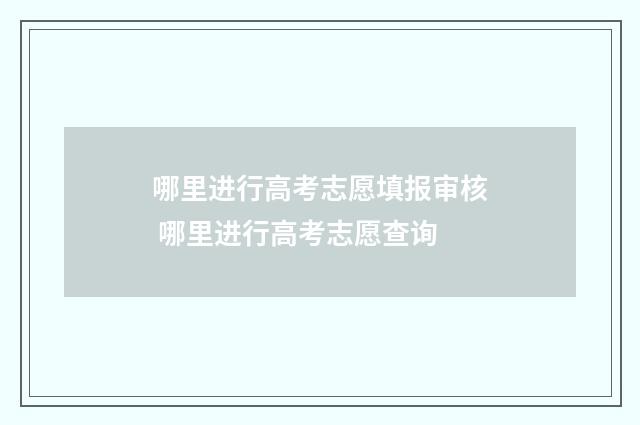 哪里进行高考志愿填报审核 哪里进行高考志愿查询