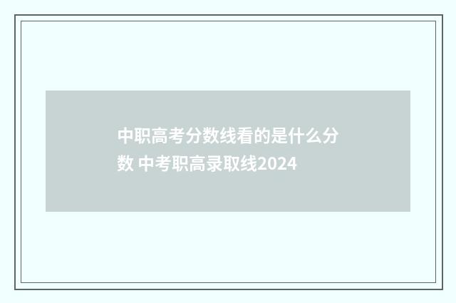 中职高考分数线看的是什么分数 中考职高录取线2024