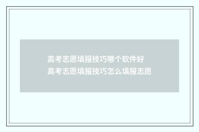 高考志愿填报技巧哪个软件好 高考志愿填报技巧怎么填报志愿