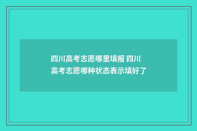 四川高考志愿哪里填报 四川高考志愿哪种状态表示填好了