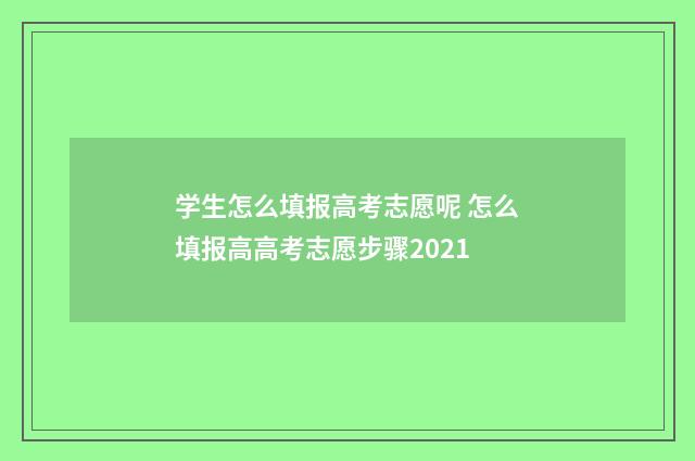 学生怎么填报高考志愿呢 怎么填报高高考志愿步骤2021