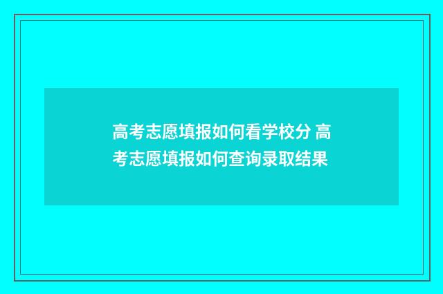 高考志愿填报如何看学校分 高考志愿填报如何查询录取结果