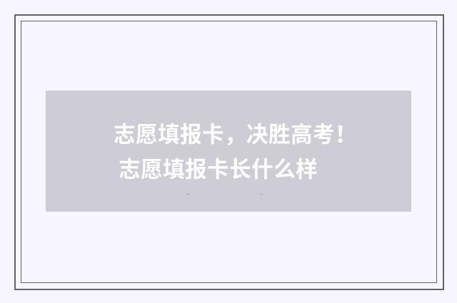 志愿填报卡，决胜高考！ 志愿填报卡长什么样