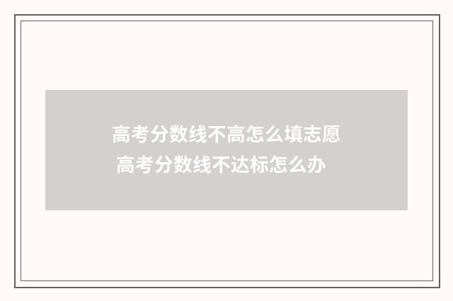 高考分数线不高怎么填志愿 高考分数线不达标怎么办
