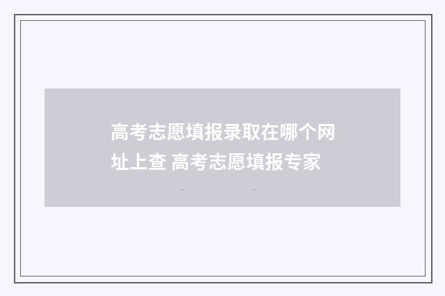 高考志愿填报录取在哪个网址上查 高考志愿填报专家