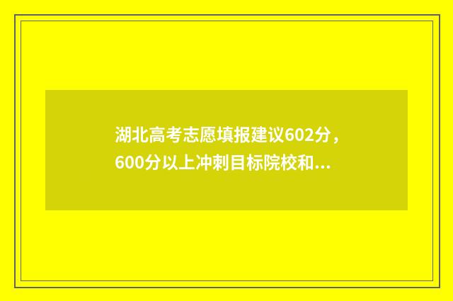 湖北高考志愿填报建议602分，600分以上冲刺目标院校和专业