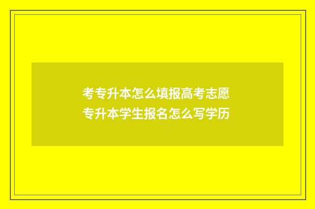 考专升本怎么填报高考志愿 专升本学生报名怎么写学历