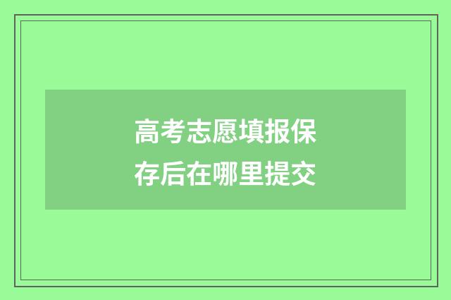 高考志愿填报保存后在哪里提交