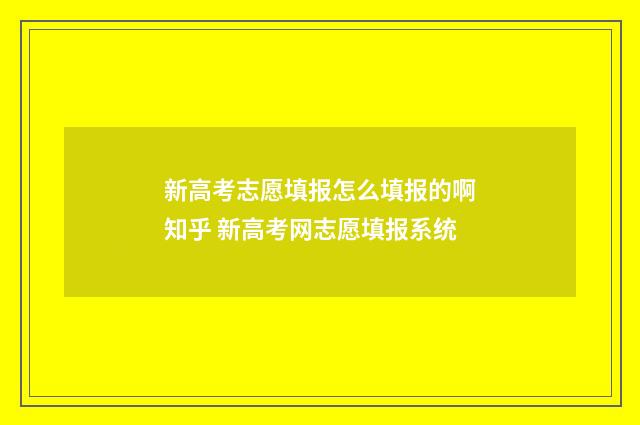 新高考志愿填报怎么填报的啊知乎 新高考网志愿填报系统