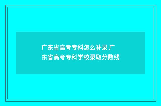 广东省高考专科怎么补录 广东省高考专科学校录取分数线