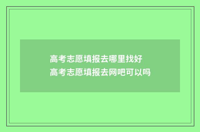 高考志愿填报去哪里找好 高考志愿填报去网吧可以吗