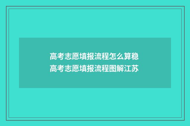 高考志愿填报流程怎么算稳 高考志愿填报流程图解江苏