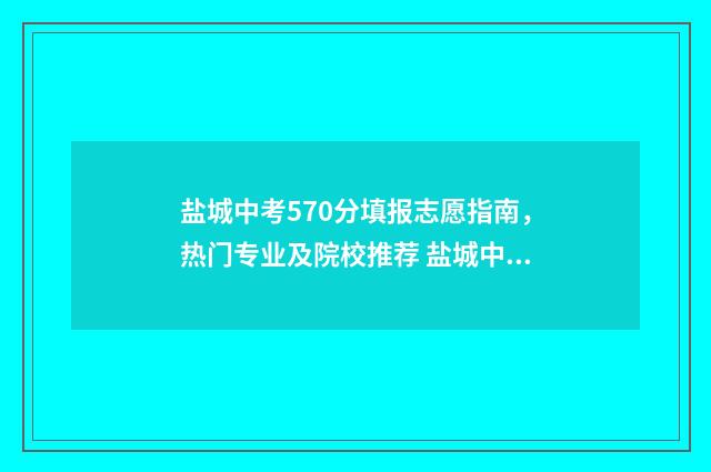 盐城中考570分填报志愿指南，热门专业及院校推荐 盐城中考650分以上多少人