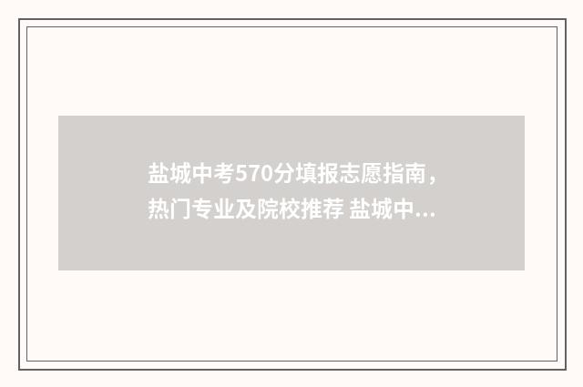 盐城中考570分填报志愿指南，热门专业及院校推荐 盐城中考650分以上多少人