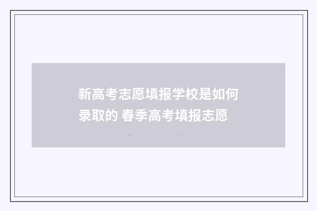 新高考志愿填报学校是如何录取的 春季高考填报志愿