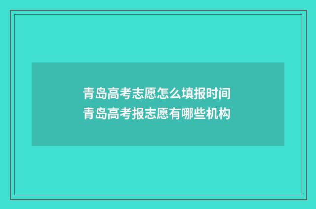 青岛高考志愿怎么填报时间 青岛高考报志愿有哪些机构