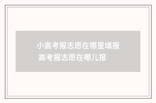 小高考报志愿在哪里填报 高考报志愿在哪儿报