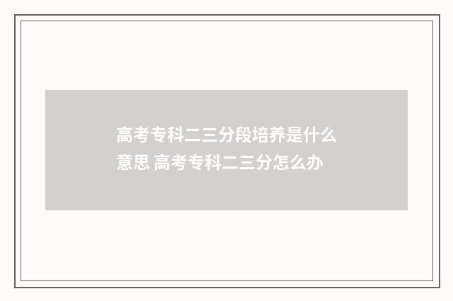 高考专科二三分段培养是什么意思 高考专科二三分怎么办