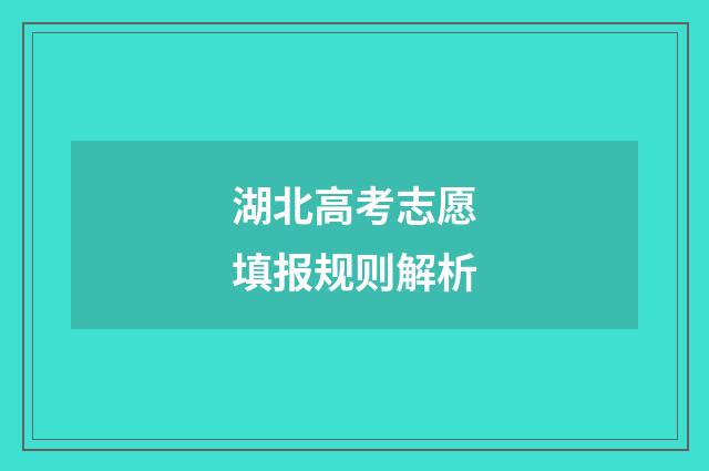 湖北高考志愿填报规则解析