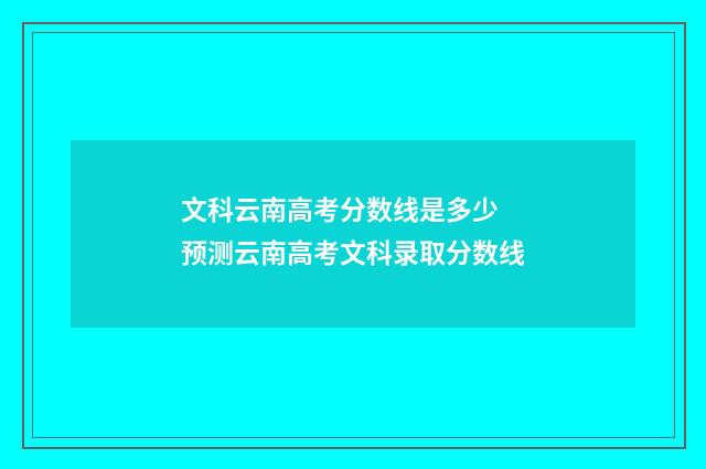 文科云南高考分数线是多少 预测云南高考文科录取分数线