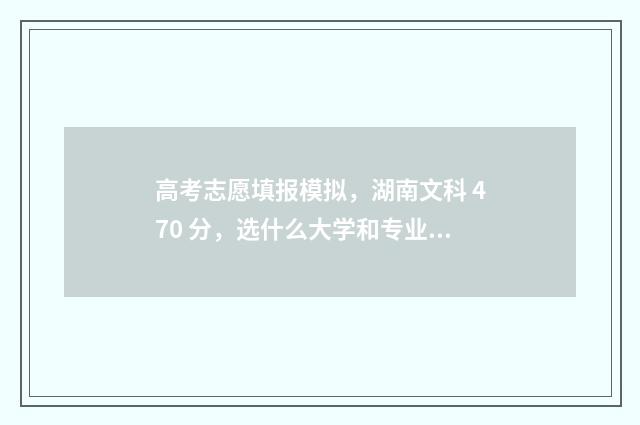 高考志愿填报模拟，湖南文科 470 分，选什么大学和专业？ 高考志愿填报模拟表样本