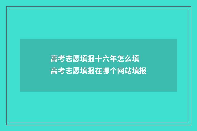 高考志愿填报十六年怎么填 高考志愿填报在哪个网站填报