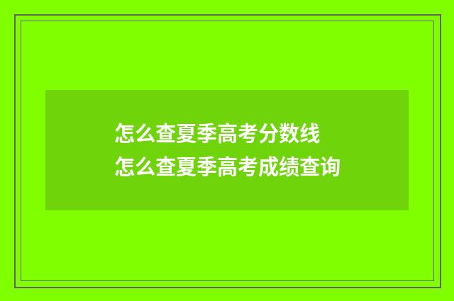 怎么查夏季高考分数线 怎么查夏季高考成绩查询