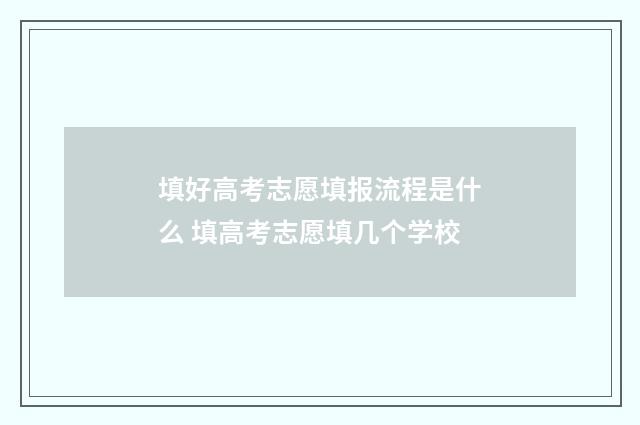 填好高考志愿填报流程是什么 填高考志愿填几个学校