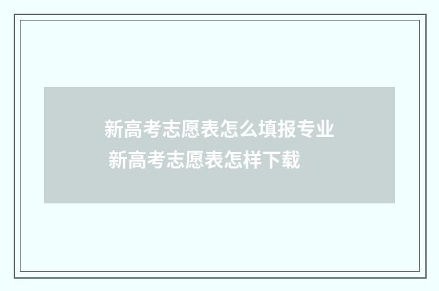 新高考志愿表怎么填报专业 新高考志愿表怎样下载