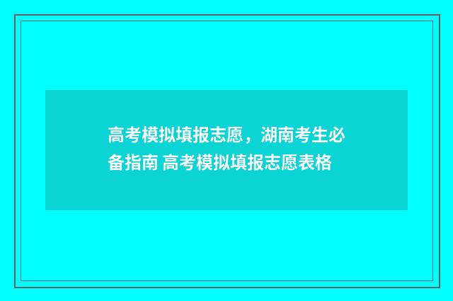 高考模拟填报志愿，湖南考生必备指南 高考模拟填报志愿表格