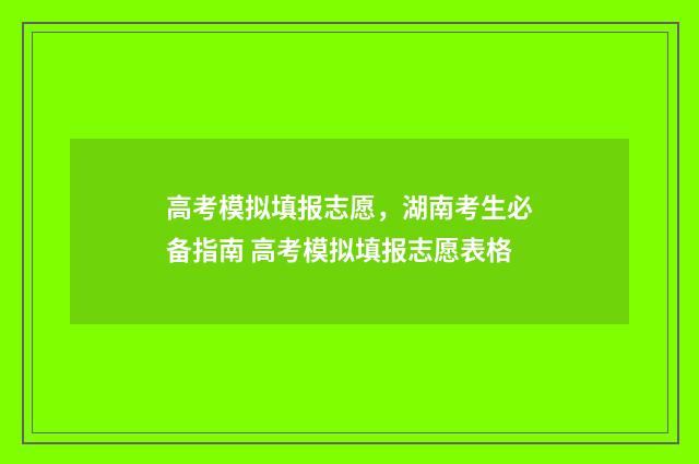 高考模拟填报志愿，湖南考生必备指南 高考模拟填报志愿表格