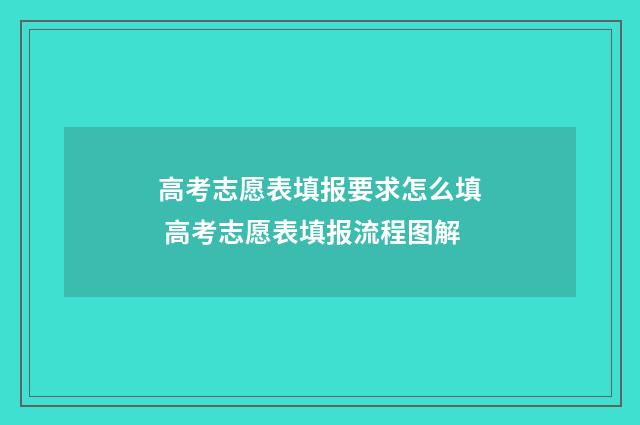 高考志愿表填报要求怎么填 高考志愿表填报流程图解