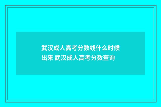 武汉成人高考分数线什么时候出来 武汉成人高考分数查询