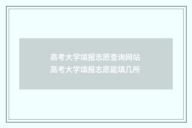 高考大学填报志愿查询网站 高考大学填报志愿能填几所