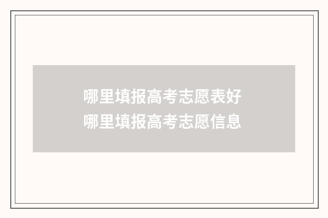 哪里填报高考志愿表好 哪里填报高考志愿信息