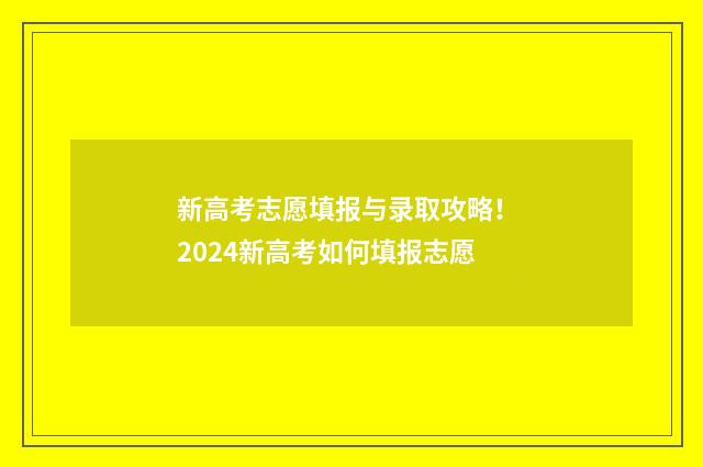 新高考志愿填报与录取攻略！ 2024新高考如何填报志愿
