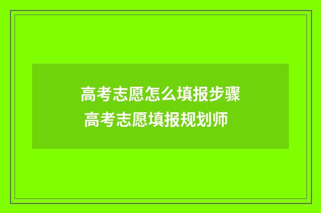 高考志愿怎么填报步骤 高考志愿填报规划师